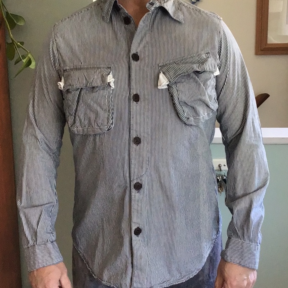 NWOT Barbour + TO KI TO Blue Casual Button Down Shirt  Cotton L
